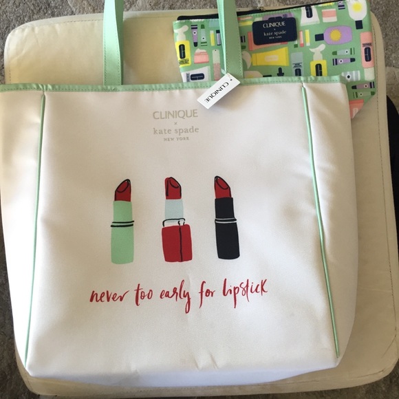 Clinique x Kate Spade New York Set Shopping Tote & Makeup Pouch - Picture 11 of 14